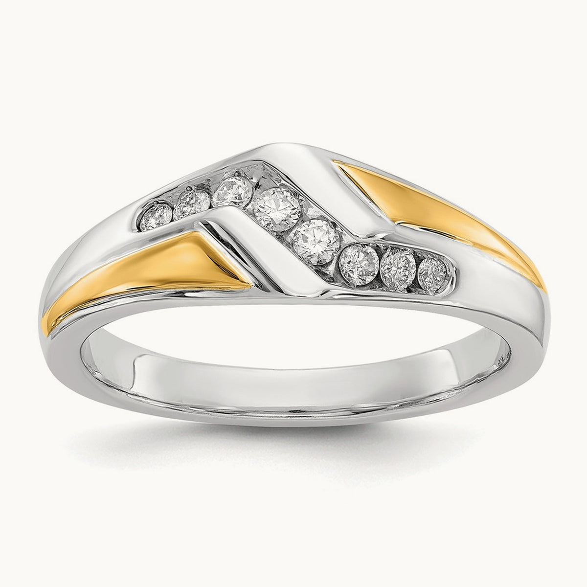 Diamond Mens Ring, 14K Two-tone Gold