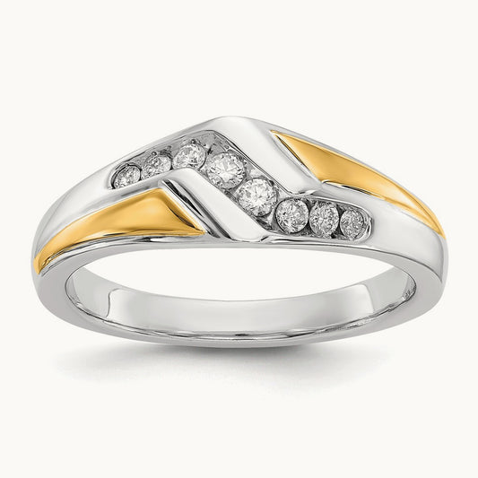 Diamond Mens Ring, 14K Two-tone Gold