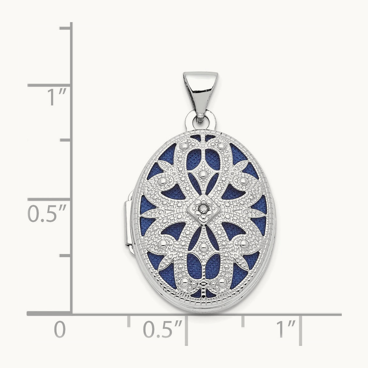 Diamond Vintage Oval Locket, 21mm, 14K White Gold