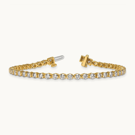 Round Half Bezel Set Tennis Bracelet, 4.50 ct tw Lab-Grown Diamond