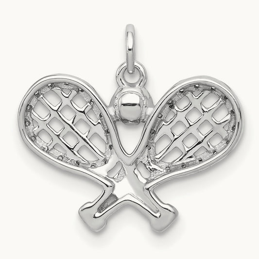 Diamond Rackets and Ball Pendant, 14K White Gold