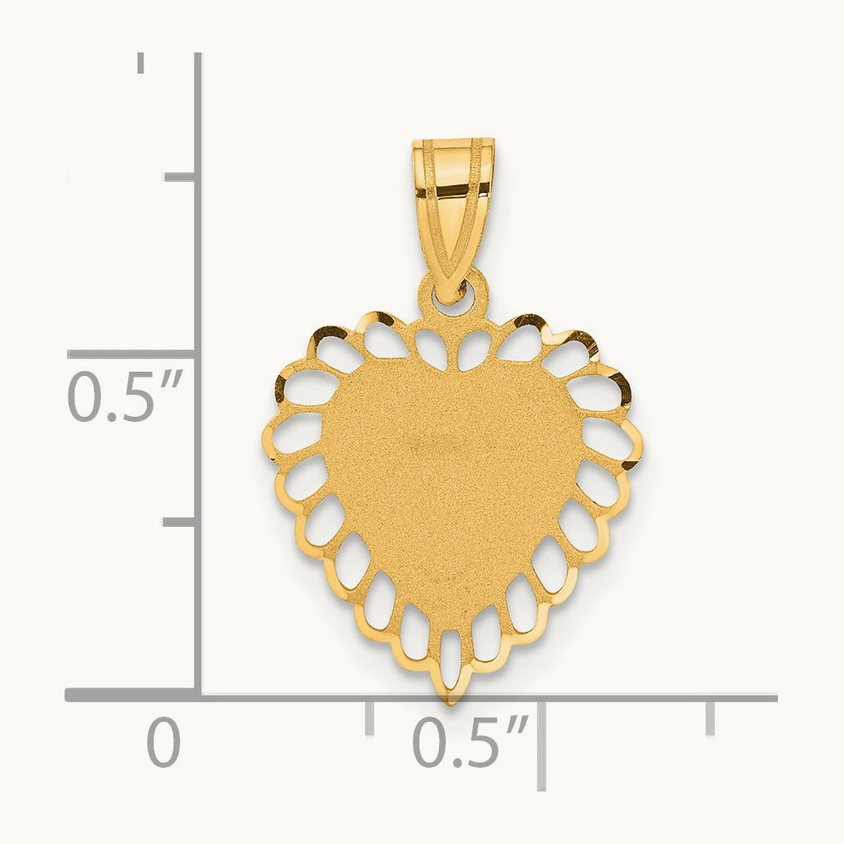Polished Border Heart Pendant, 14K