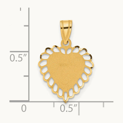 Polished Border Heart Pendant, 14K
