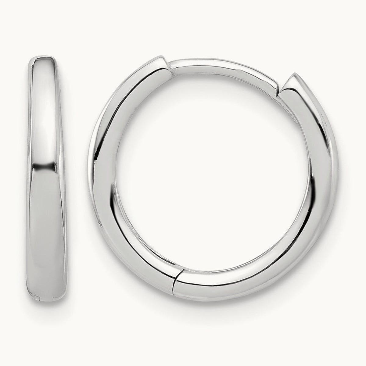 Polished Hinged Hoop Earrings — 14K White Gold
