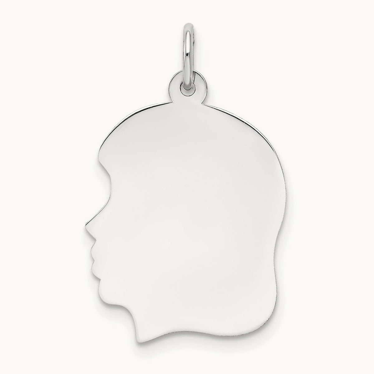 Plain Medium.013 Depth Facing Left Engravable Girl Charm — 27mm