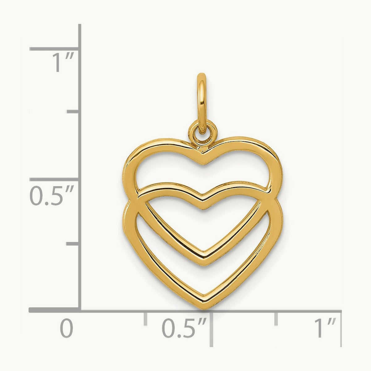 Polished Double Heart Pendant, 14K