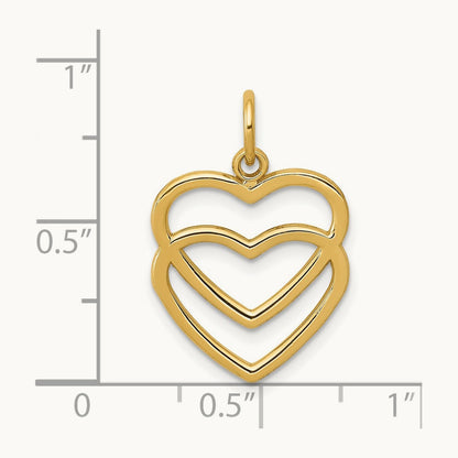 Polished Double Heart Pendant, 14K