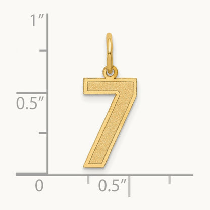 Medium Satin Number 7 Charm — 14K Yellow Gold