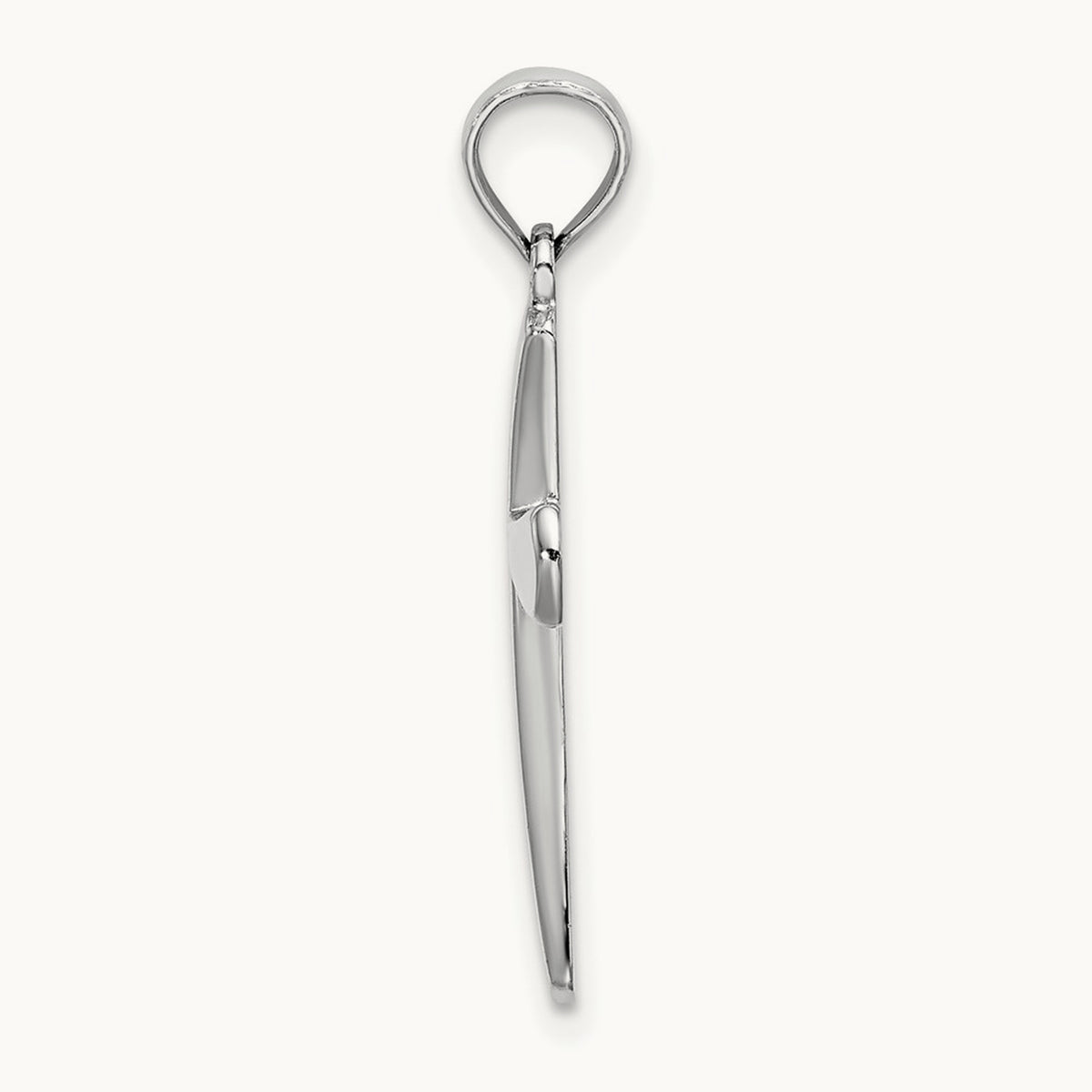 Polished Beveled Cross w/ Round Tips Charm — 14K White Gold