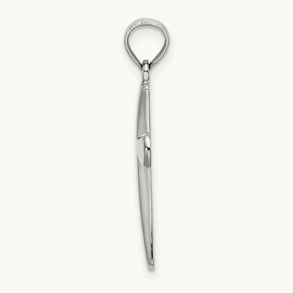 Polished Beveled Cross w/ Round Tips Charm — 14K White Gold