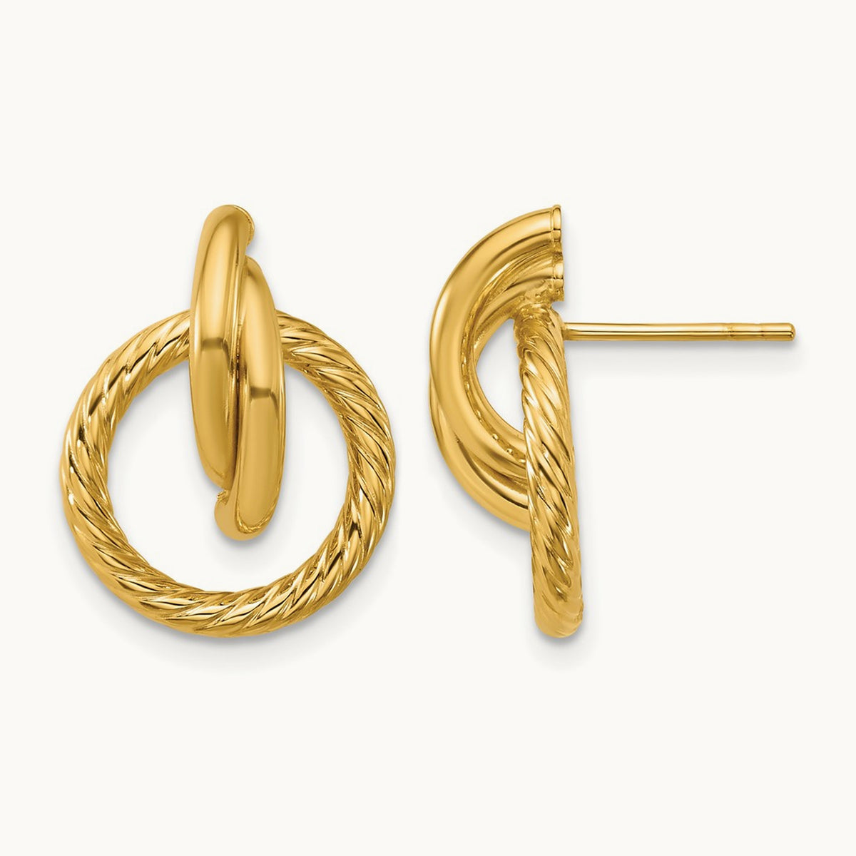 Polished and Twisted Circles Drop Post Earrings, 14K — Leslie's