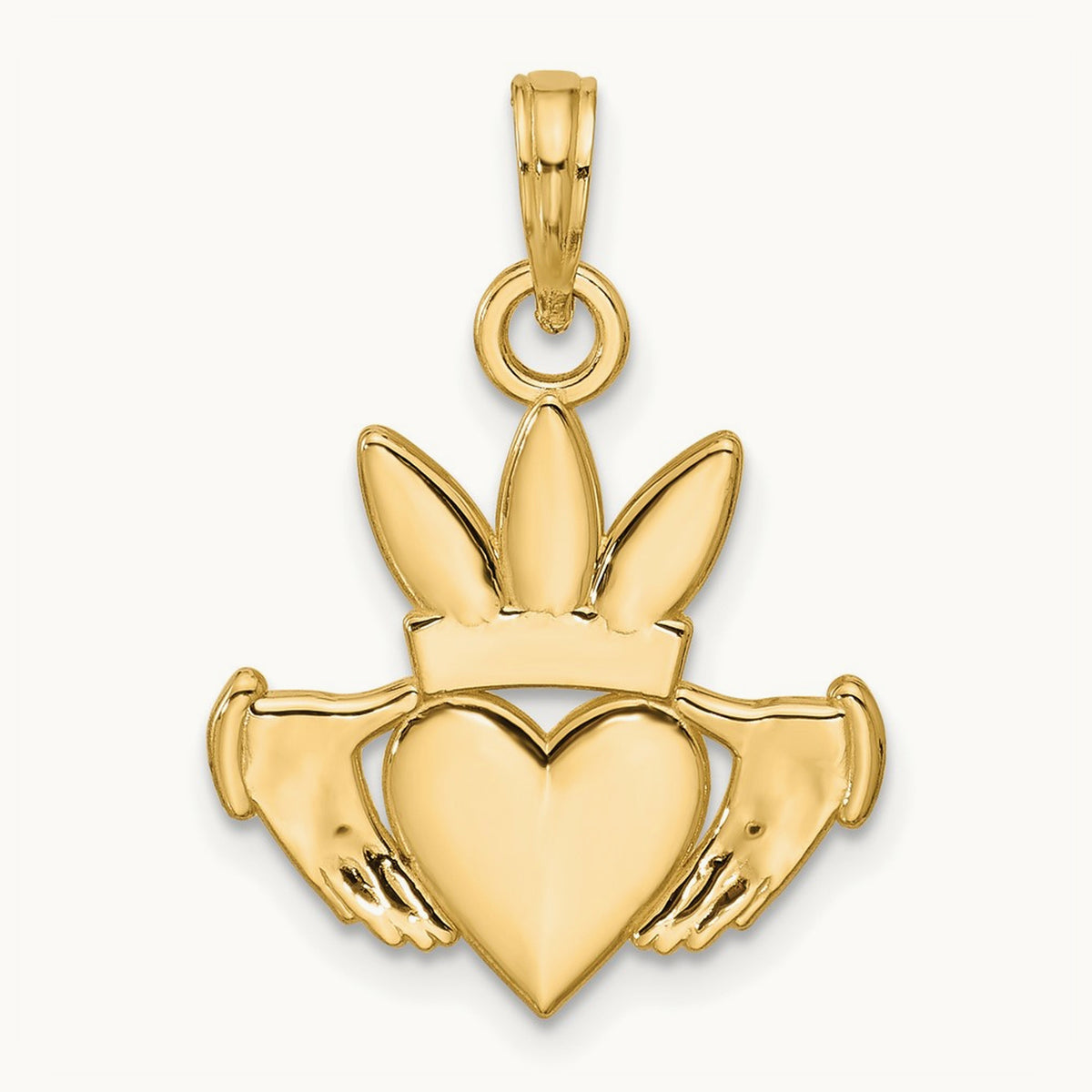 Polished Heart Crown Pendant, 14K