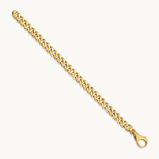 Hand-polished Fancy Link Bracelet, 8mm, 14K