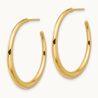 Polished Hoop Post Earrings — 14K Yellow Gold