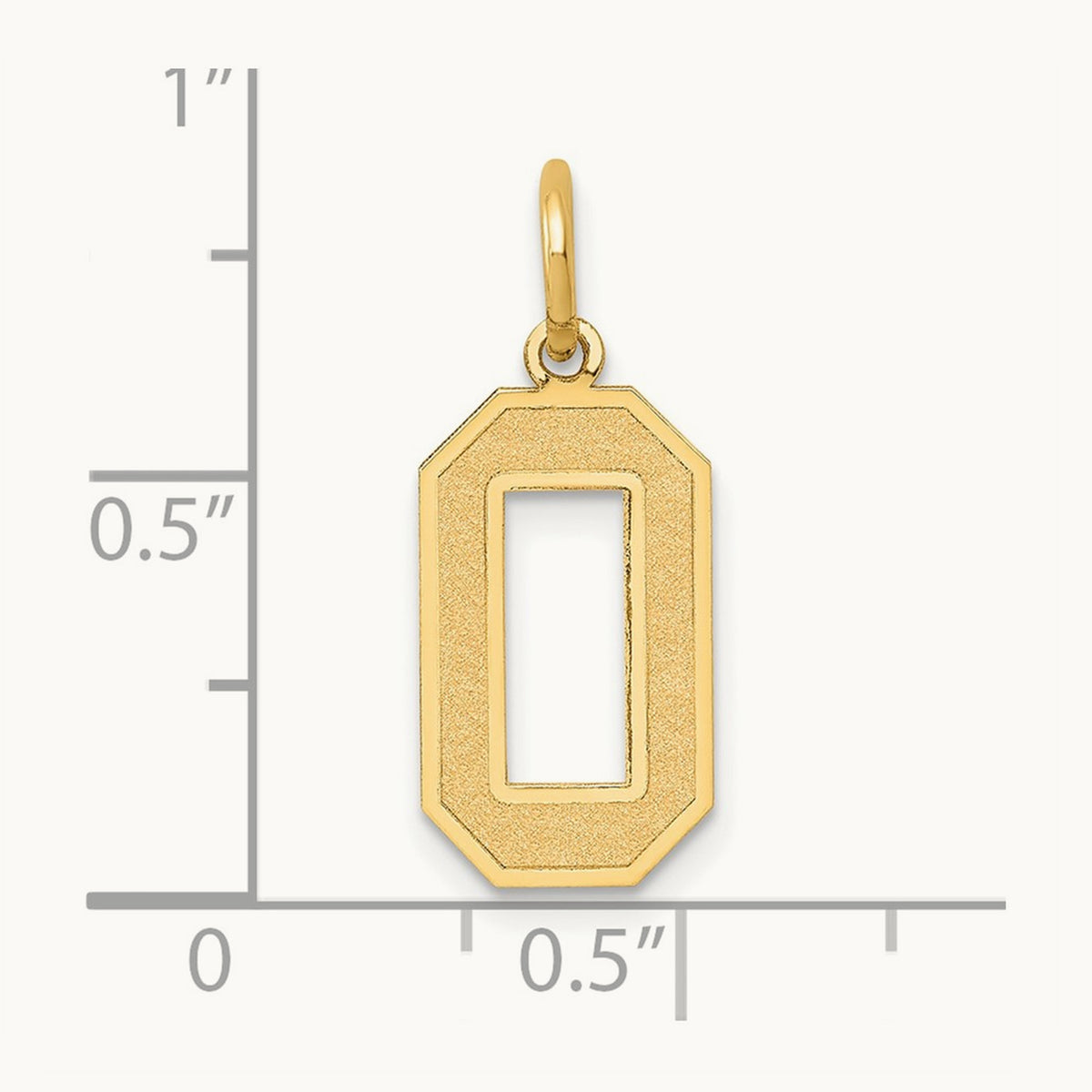 Medium Satin Number 0 Charm, 14K