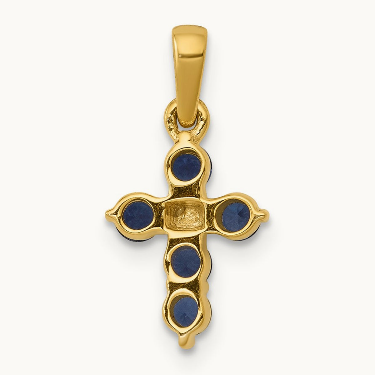 Sapphire and Diamond Cross Pendant, 14K