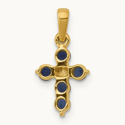 Sapphire and Diamond Cross Pendant, 14K