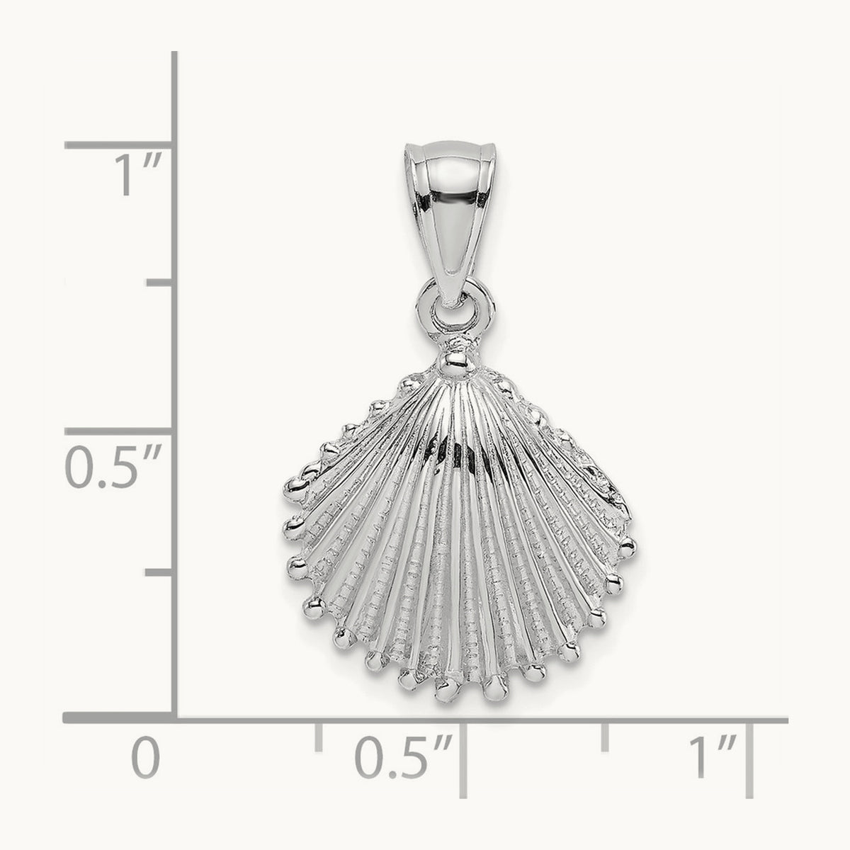 Textured Scallop Shell Charm — 14K White Gold