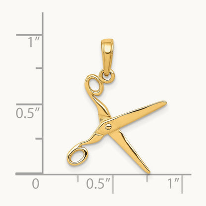 3-D Moveable Scissors Pendant — 14K Yellow Gold