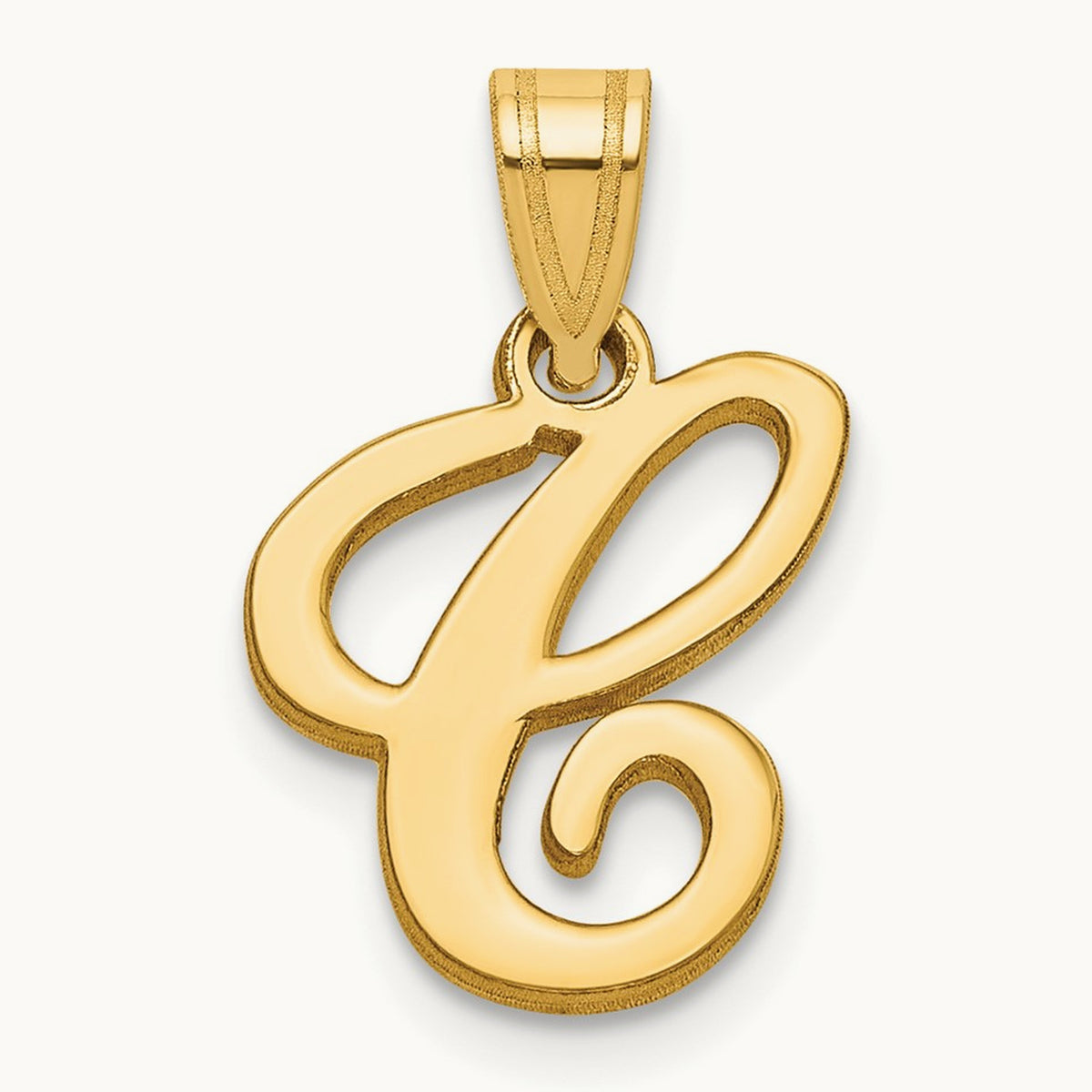 Script Letter C Initial Pendant, 14K Yellow Gold