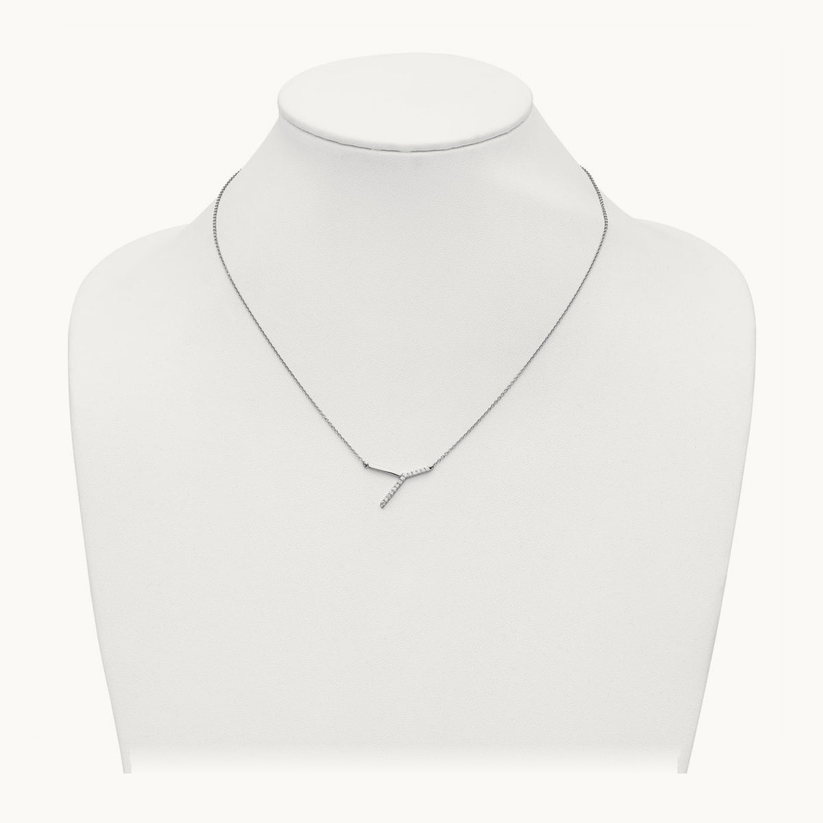 Sideways Diamond Necklace — 14K White Gold, Y