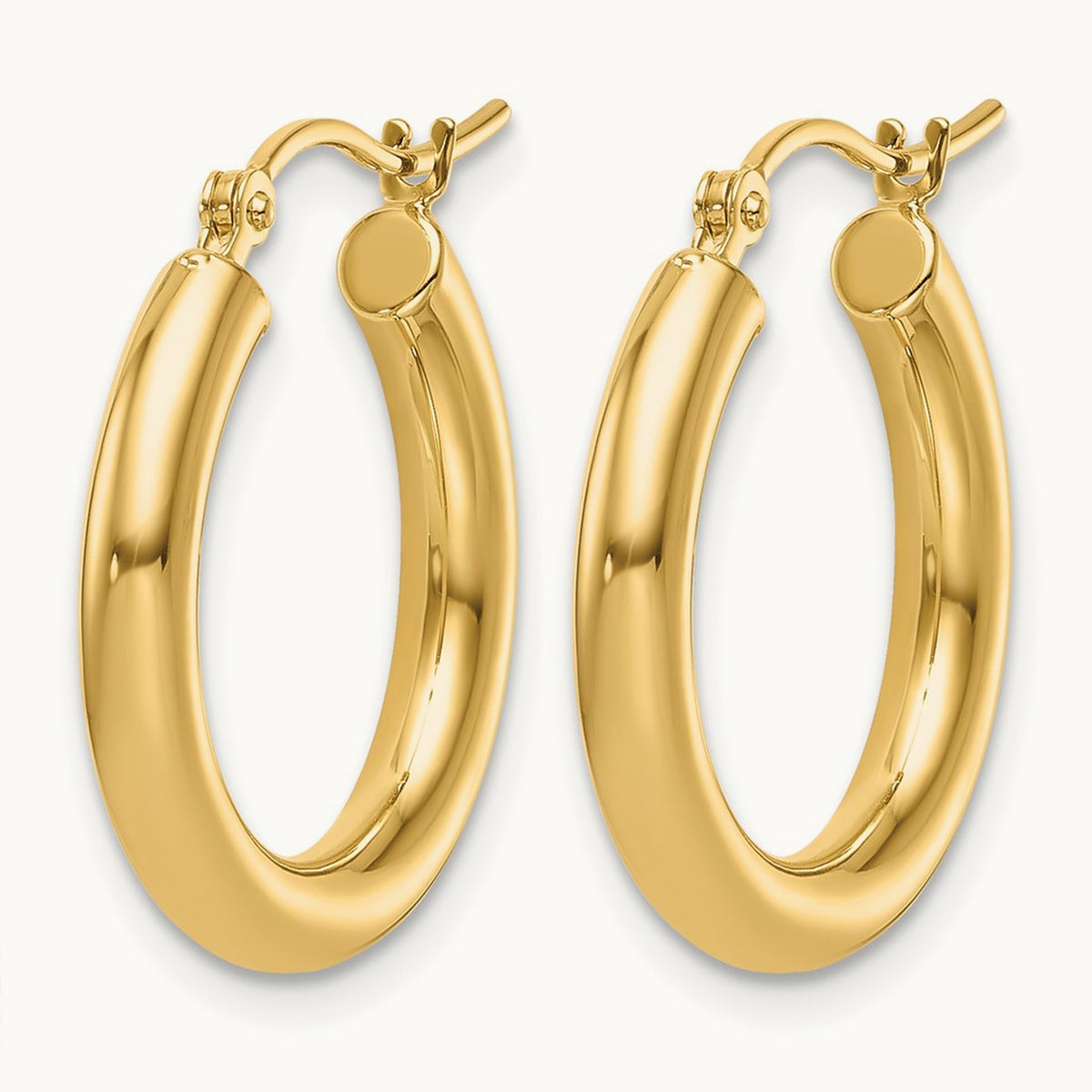 Polished Hoop Earrings — 14K Yellow Gold, 3mm