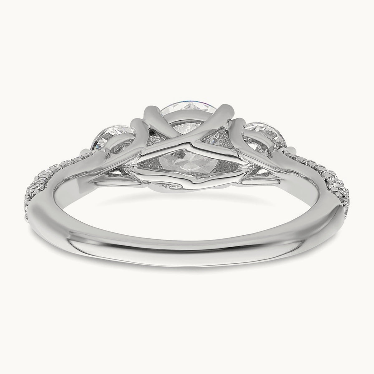 Round 3 Stone Engagement Ring, 0.50-3.75 ct tw Lab-Grown Diamond — 3/4 ct, VS (Best), 14K White Gold