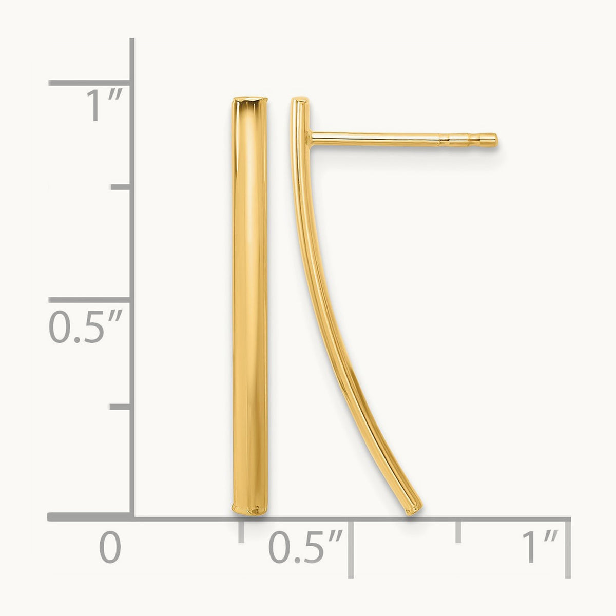 Polished Bar Post Earrings, 14K