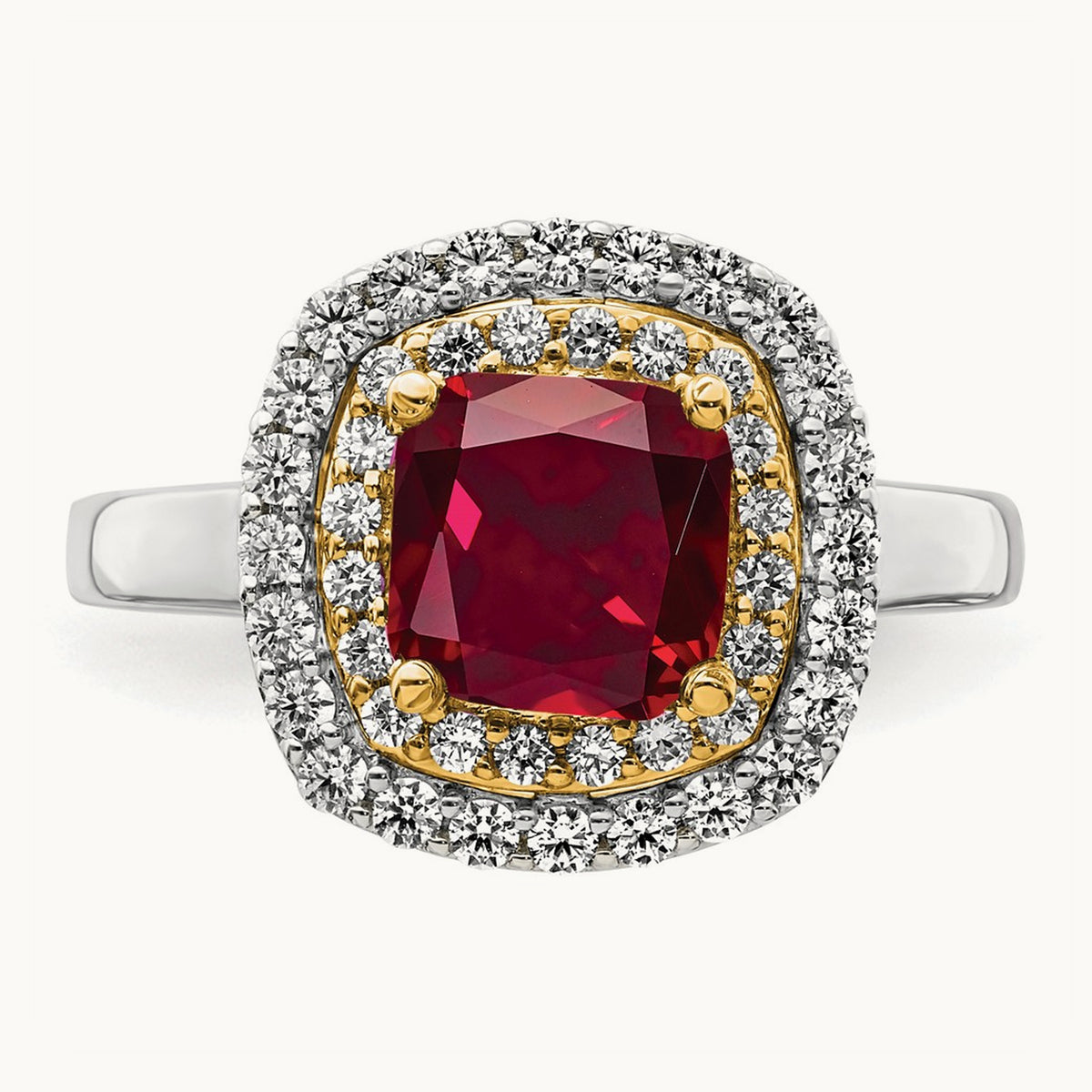 Created Ruby Ring, 0.50 ct tw Lab-Grown Diamond