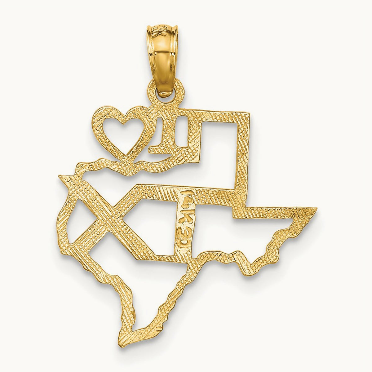 Solid Texas State Pendant, 14K