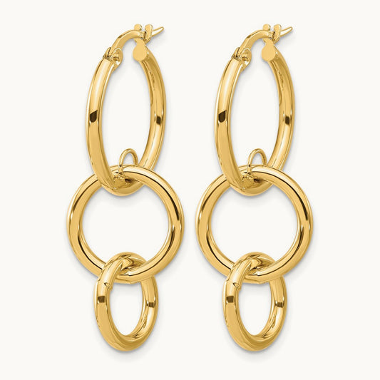 Polished Double Round Hoop Earrings, 14K — Leslie's