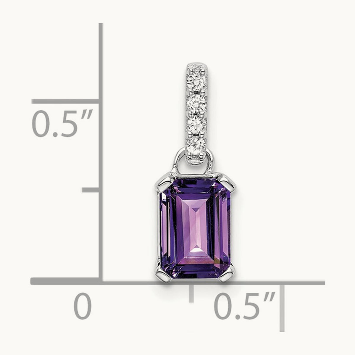 Amethyst and Diamond Pendant — 14K White Gold