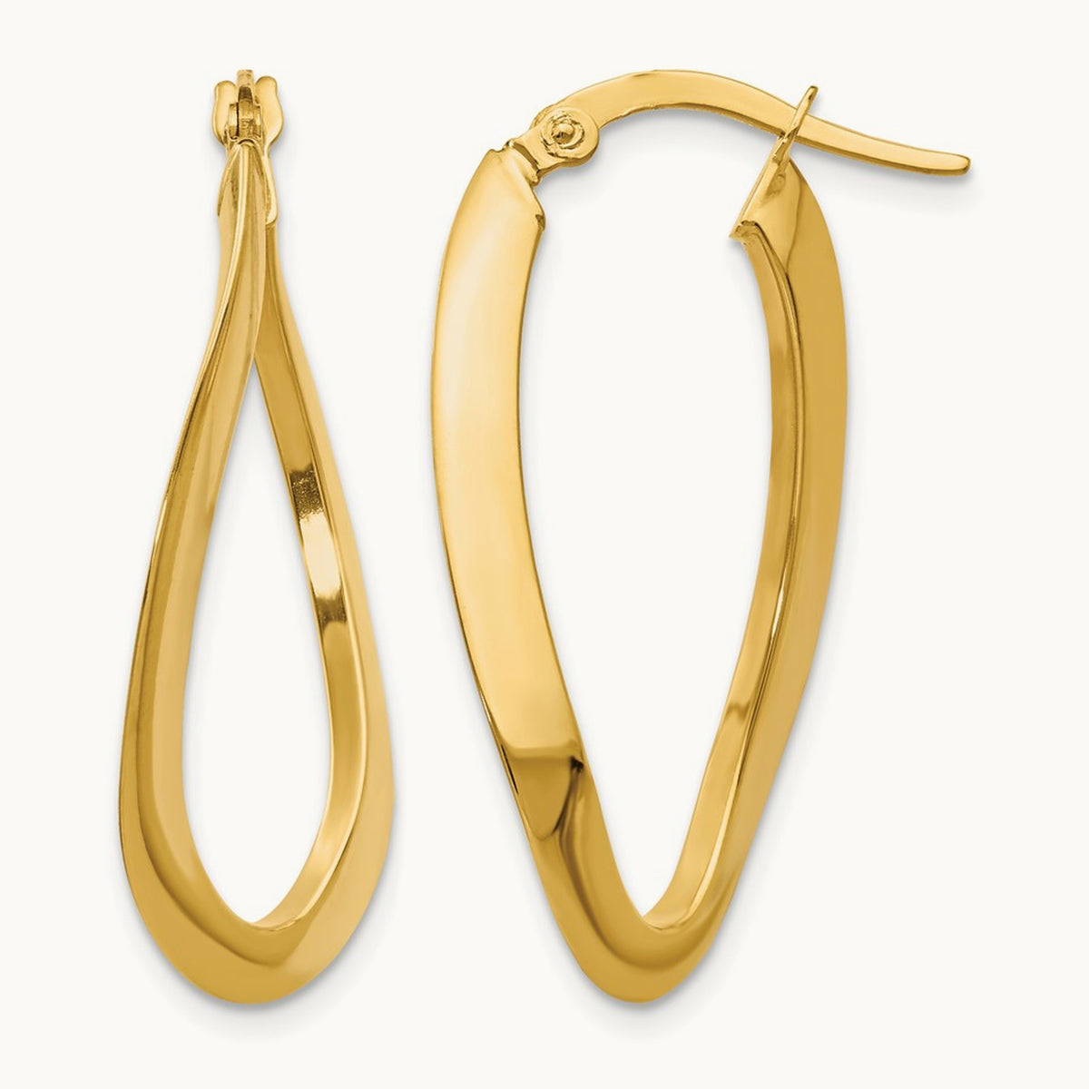 Polished Oval Hoop Earrings, 14K — Leslie's