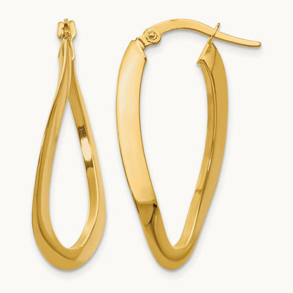 Polished Oval Hoop Earrings, 14K — Leslie's