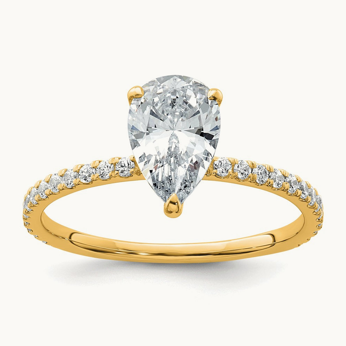Pear Solitaire Engagement Ring, 1.25-4.75 ct tw Lab-Grown Diamond — 1 3/8 ct, 14K Yellow Gold