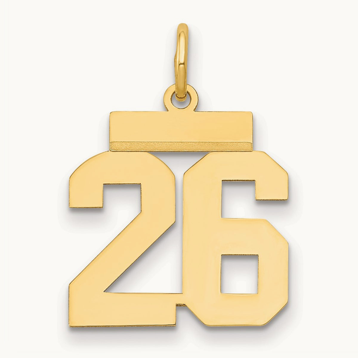 Small Polished Number 26 Charm, 14K