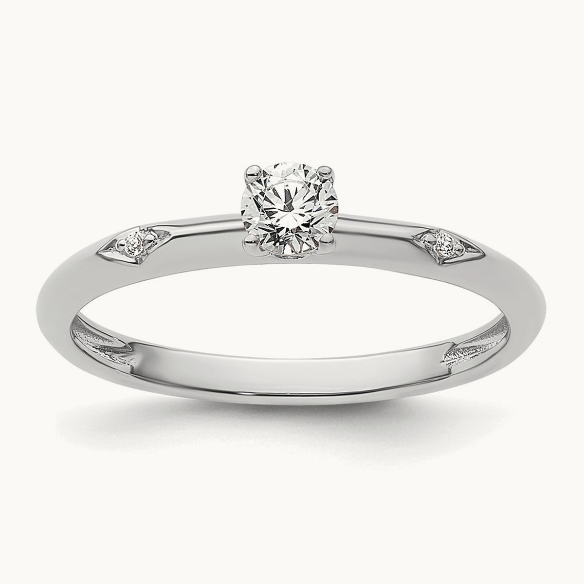 Polished Complete Diamond Promise Ring — 14K White Gold