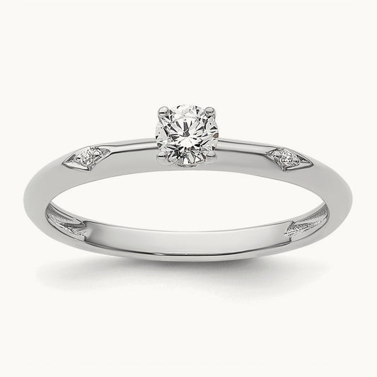Polished Complete Diamond Promise Ring — 14K White Gold