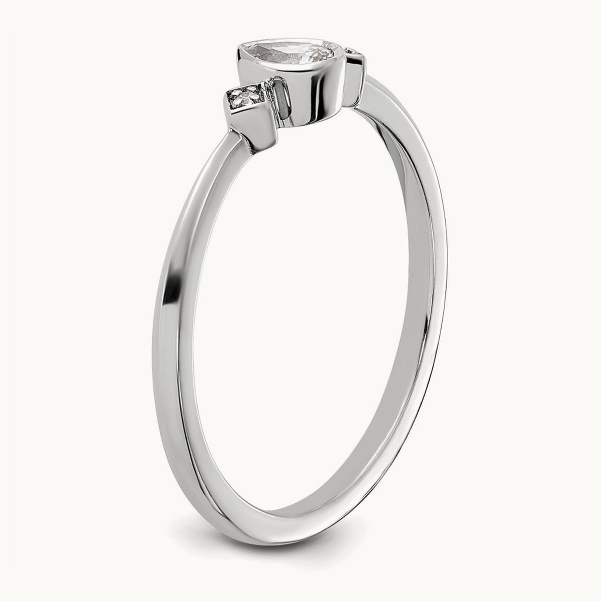 Petite Pear Complete Diamond Ring — 14K White Gold, 7