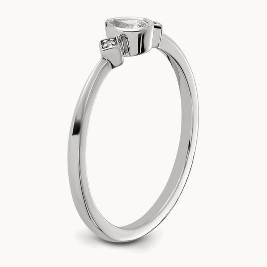 Petite Pear Complete Diamond Ring — 14K White Gold, 7