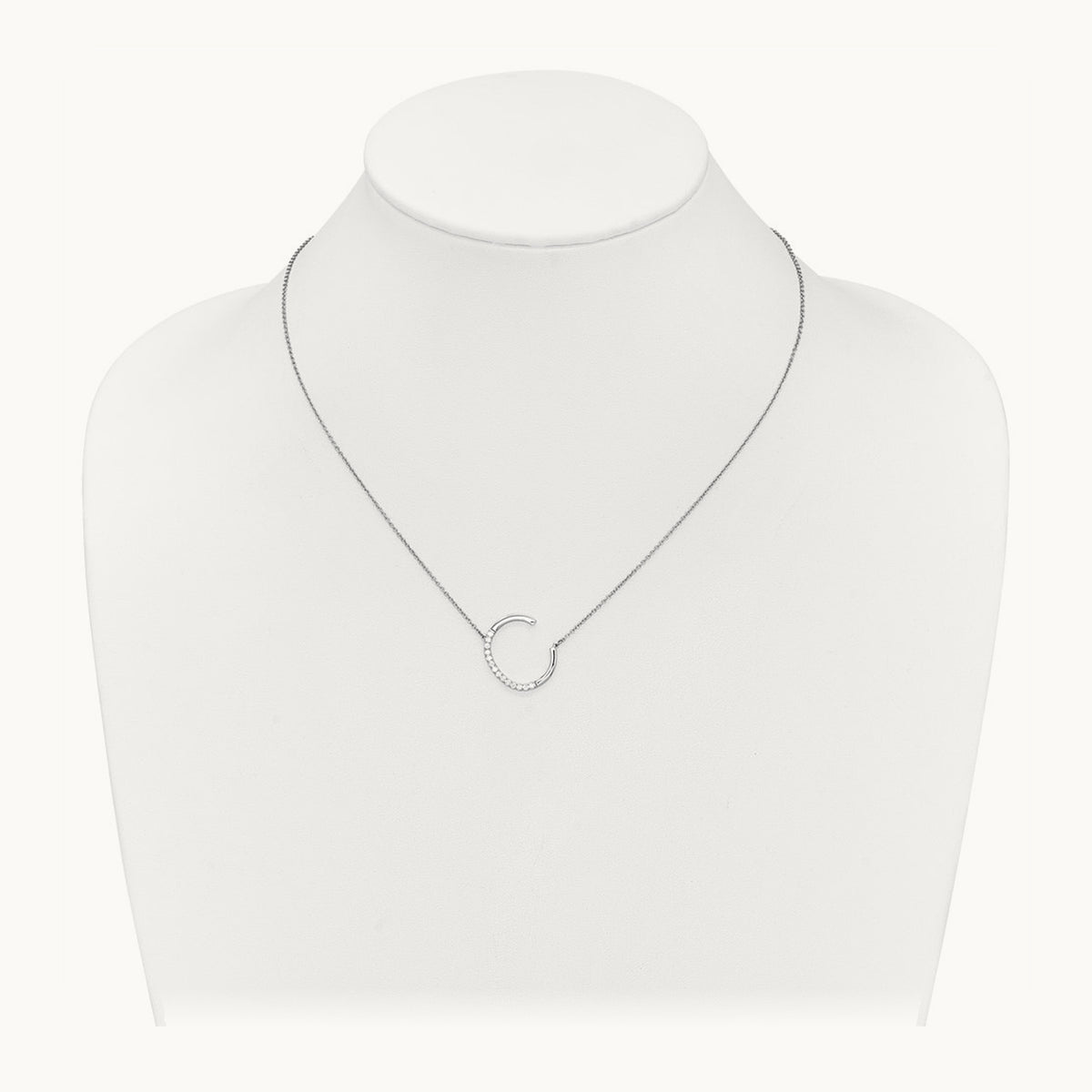 Sideways Diamond Necklace — 14K White Gold, C