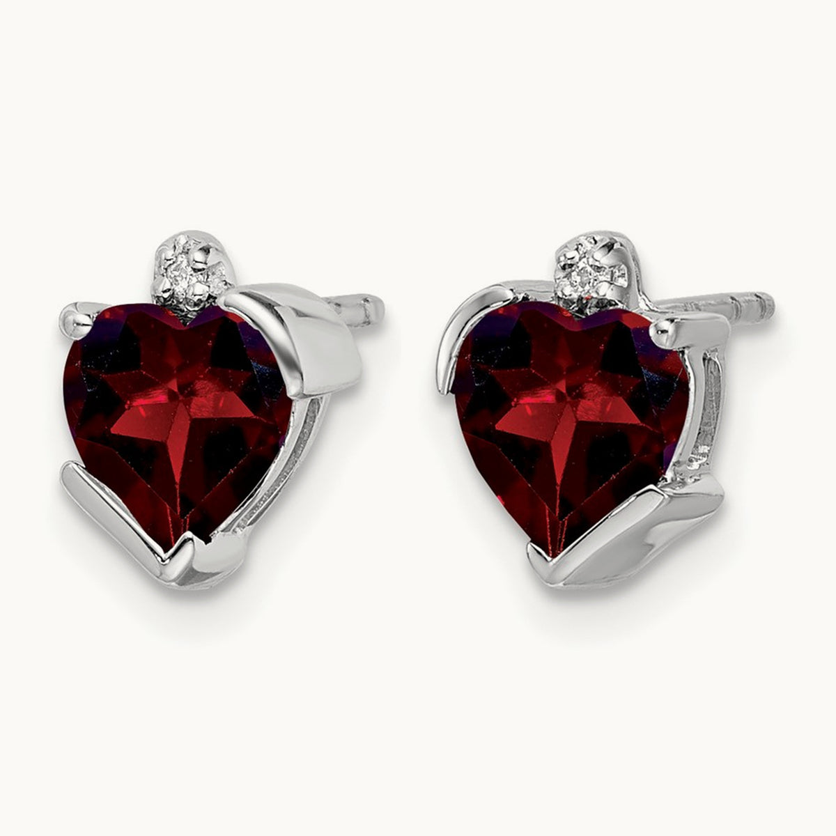 Garnet and Diamond Heart Earrings — photo set