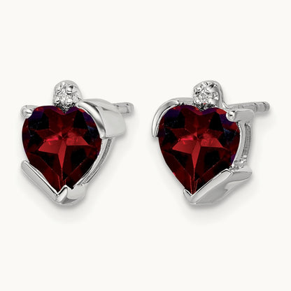 Garnet and Diamond Heart Earrings — photo set