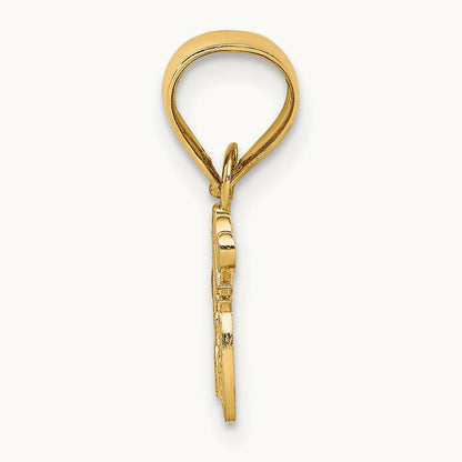 MOM with Heart Charm — 14K Yellow Gold