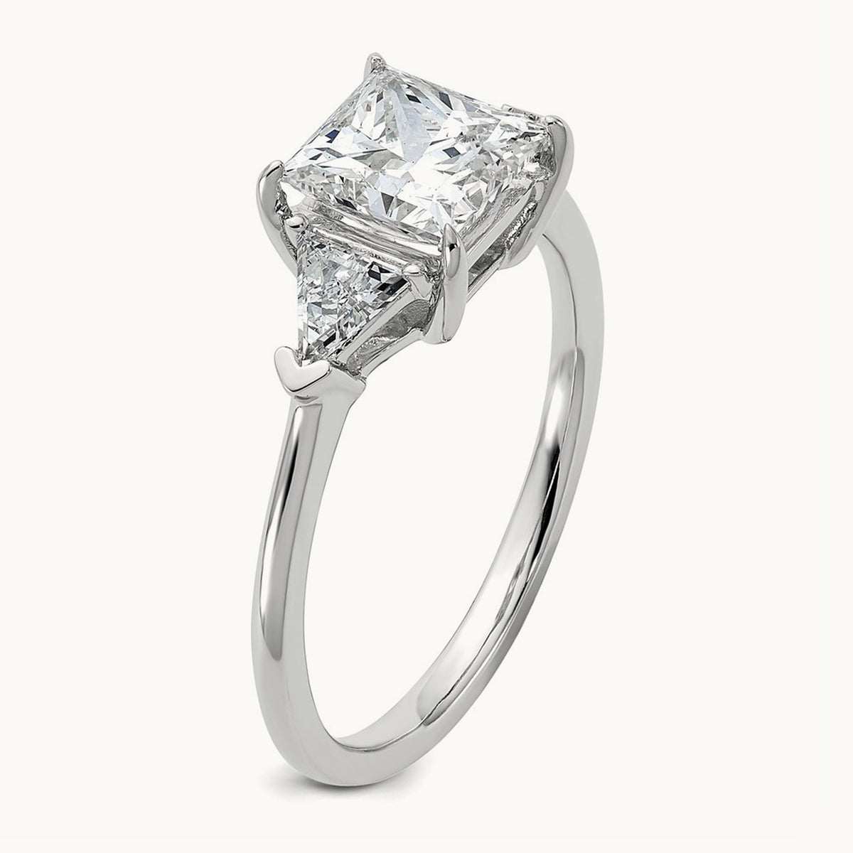 Princess/Trillion Engagement Ring, 1.50-4.00 ct tw Lab-Grown Diamond — 2 ct, 14K White Gold