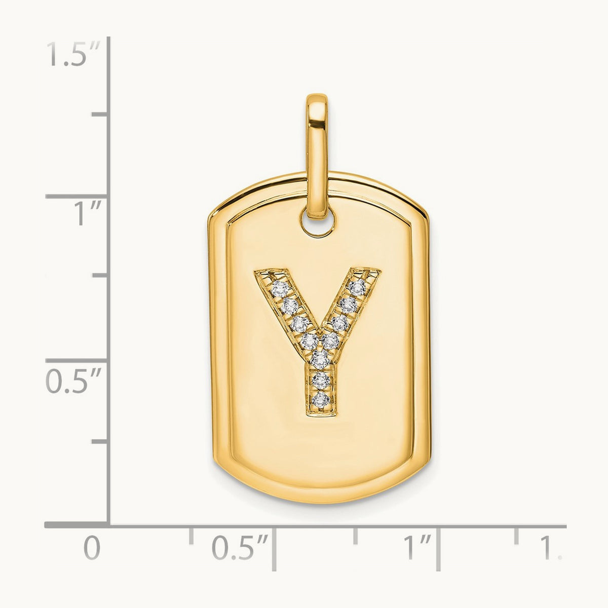Diamond Dog Tag Charm — 14K Yellow Gold, Y