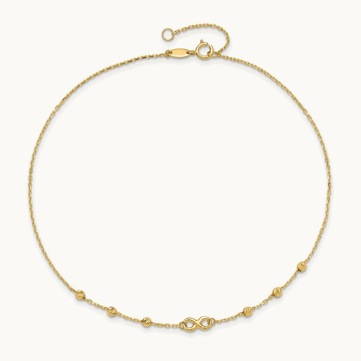 Infinity Symbol 10in Plus 1in ext. Anklet, 14K