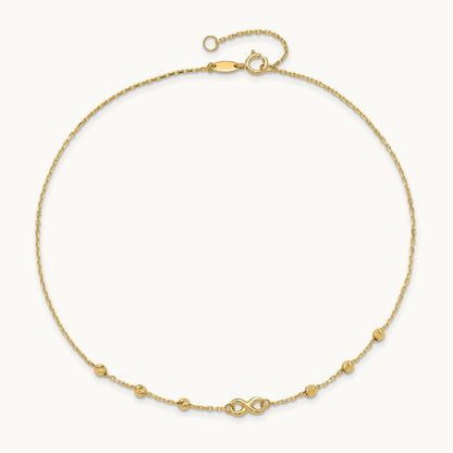 Infinity Symbol 10in Plus 1in ext. Anklet, 14K