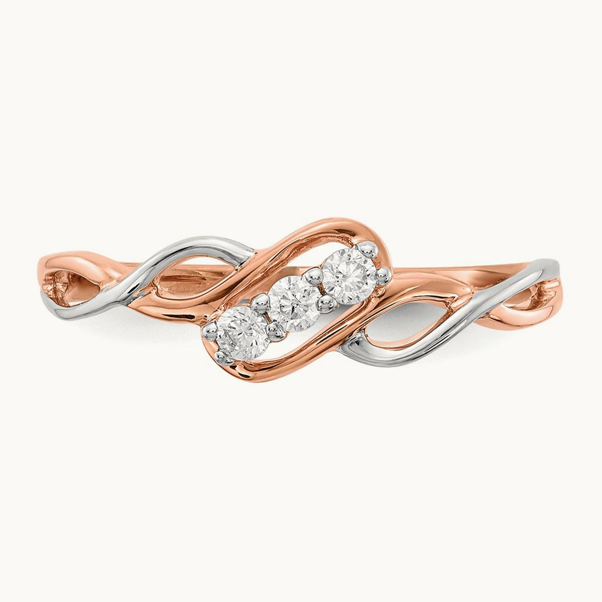 3 Stone Twist Ring, 0.15 ct tw Lab-Grown Diamond
