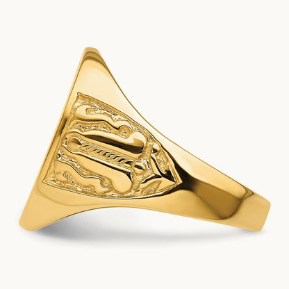 Men's Polished and Grooved (Not Enameled) Masonic Ring, 14K